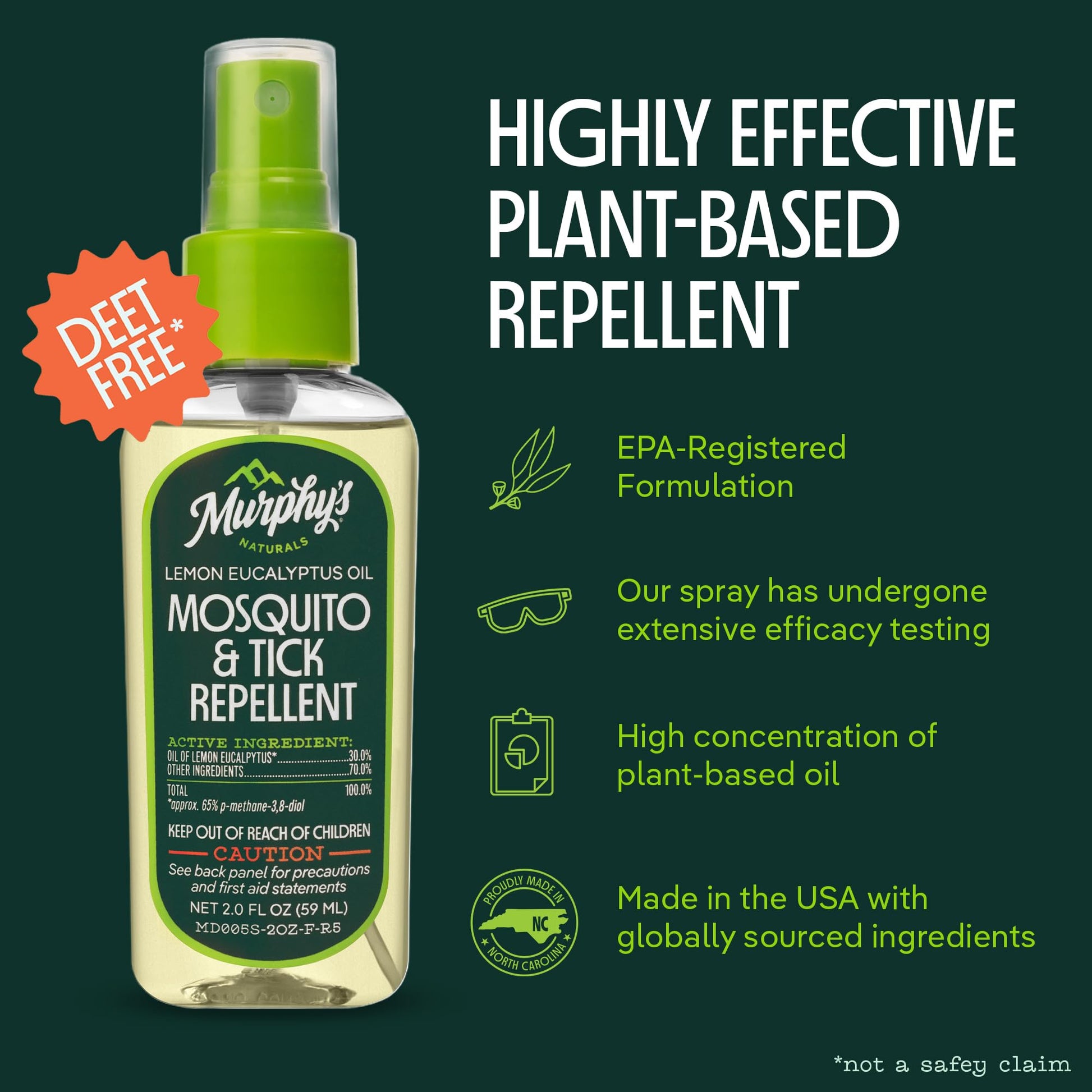 Murphy's Naturals Mosquito & Tick Bug Repellent Spray, 2 fl oz (Pack of 3)