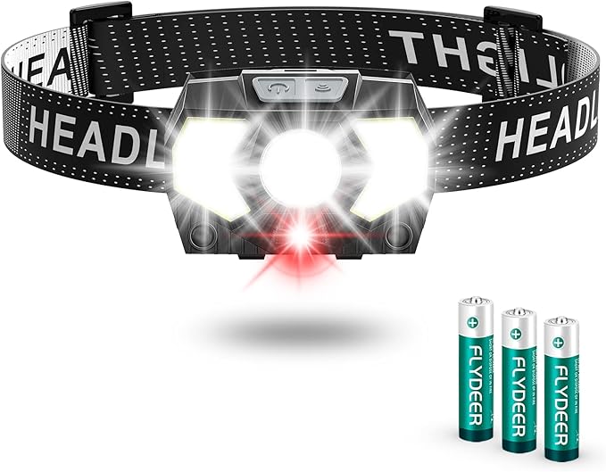 LED Headlamp,1500 Lumen Head Lamp with 7 Modes, Head Lights for Forehead with Red Light, IPX5 Waterproof Head Light for Adults and Kids Camping Running, 3AAA Batteries Included