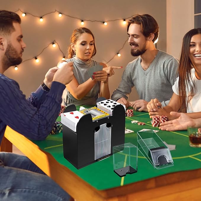 Aoriher Blackjack Game Combo Set Including Blackjack 6 Deck Automatic Card Shuffler 6 Shoe and 6 Tray for 10 Cut Cards for Casino, Party Night