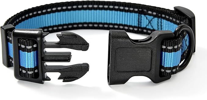 Mile High Life Dog Collar | Nylon Reflective Dog Collars | Light Weight Puppy Collars | Blue Dog Collars for Small Dogs (Blue, Small)