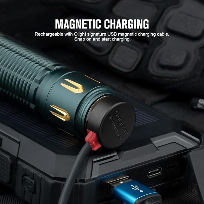 OLIGHT Warrior 3S 2300 Lumens Rechargeable Tactical Flashlight, Compact Dual-Switches LED Bright Light with Proximity Sensor, Powered by Customized Battery for Emergency (Dream Blue)