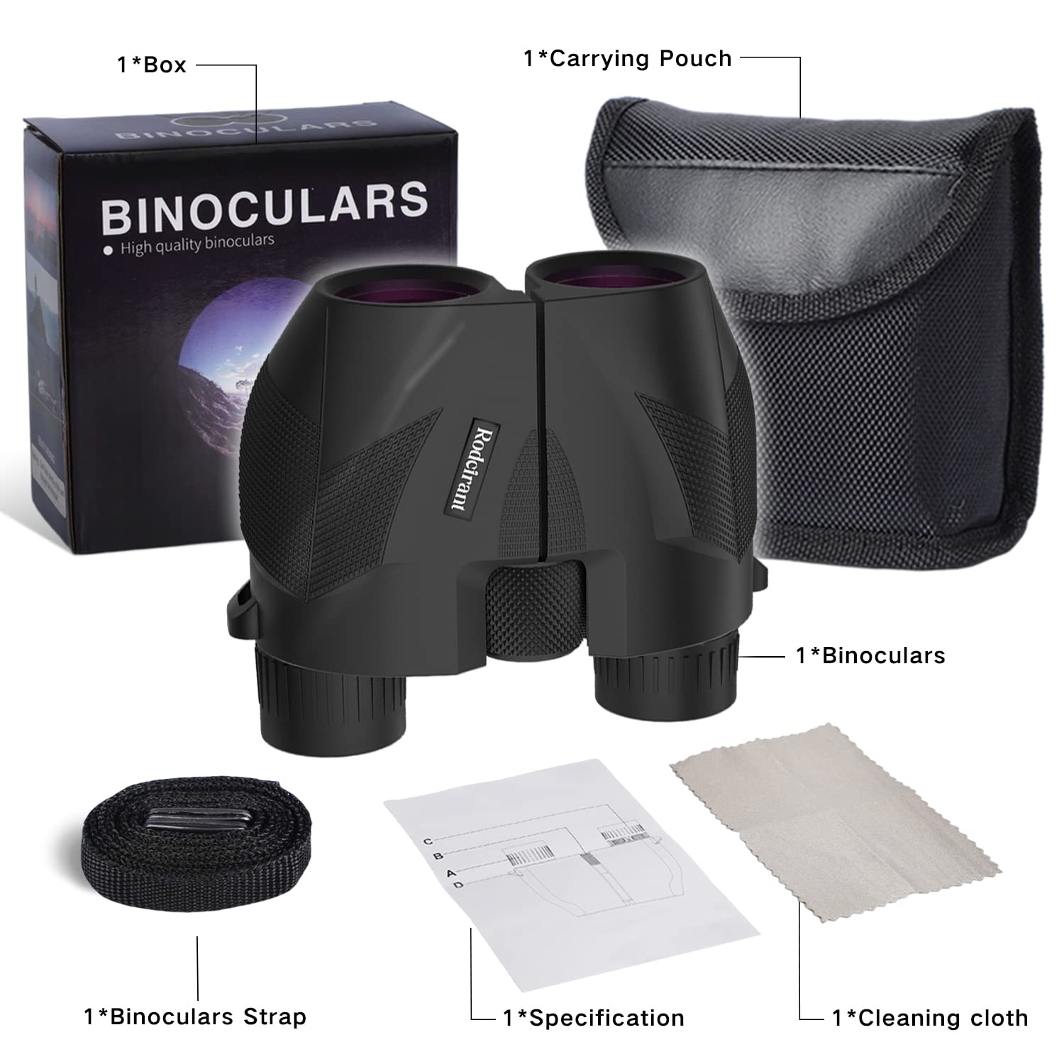20x25 Compact Binoculars for Adults,High Powered Large Eyepiece Waterproof Binoculars,Easy Focus