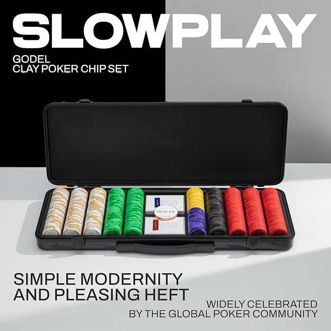 SLOWPLAY Godel 14g Clay Poker Chips Set for Texas Hold?™em, 300 PCS [Blank Chips] Features a High-end Chip case with Extra Durable German Polycarbonate Shell, Ideal Gifts for Poker Players