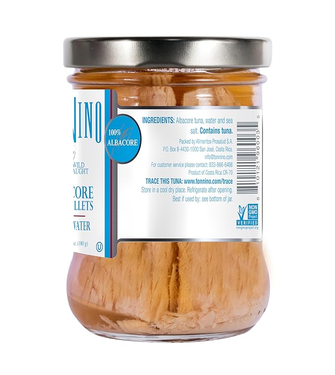 Tonnino Tuna Fish Albacore - Spring Water ??Pack of 6 ??Alternative to Salmon ??Protein Snacks ??Ready to Eat Meals
