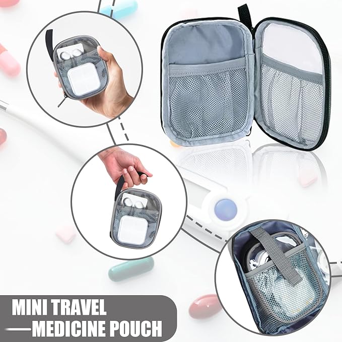 Medicine Storage Bag, Medical Bag Pill Bottle Organizer for Emergency, Medicine Box Empty with Small Portable Pouch, First Aid Box for Travel and Home Storage