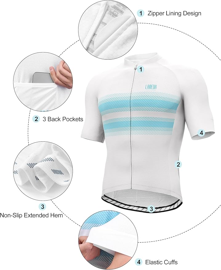 LAMEDA Men's Cycling Jersey Breathable Lightweight Bike Jersey Short Sleeve Quick Dry Moisture Wicking Biking Shirts