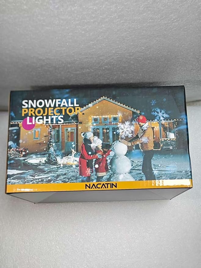 NACATIN Snowfall LED Projector Lights - 2025 Upgrade Christmas Snowflake Projector Lights Outdoor, Christmas Snow Light,Snow Falling Projector Lamp Dynamic Snow Effect for Xmas, Halloween, Party