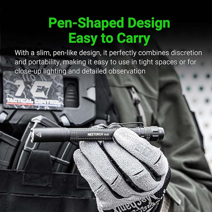 NEXTORCH TA22 Tactical EDC Flashlight Penlight Rechargeable Pen Flashlight, 850 Lumens, Waterproof & Impact-Resistant with Multi-Mode Options, Perfect for Law Enforcement & Tactical Applications