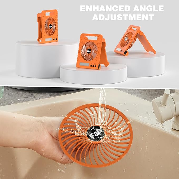 Portable Solar Camping Fan, 4000mAh Rechargeable Battery Fan with LED Lantern, 4 Speeds & Timers, Quiet Fan for Outdoor, Tent, Fishing, Chicken Coop, Emergency, Worksite