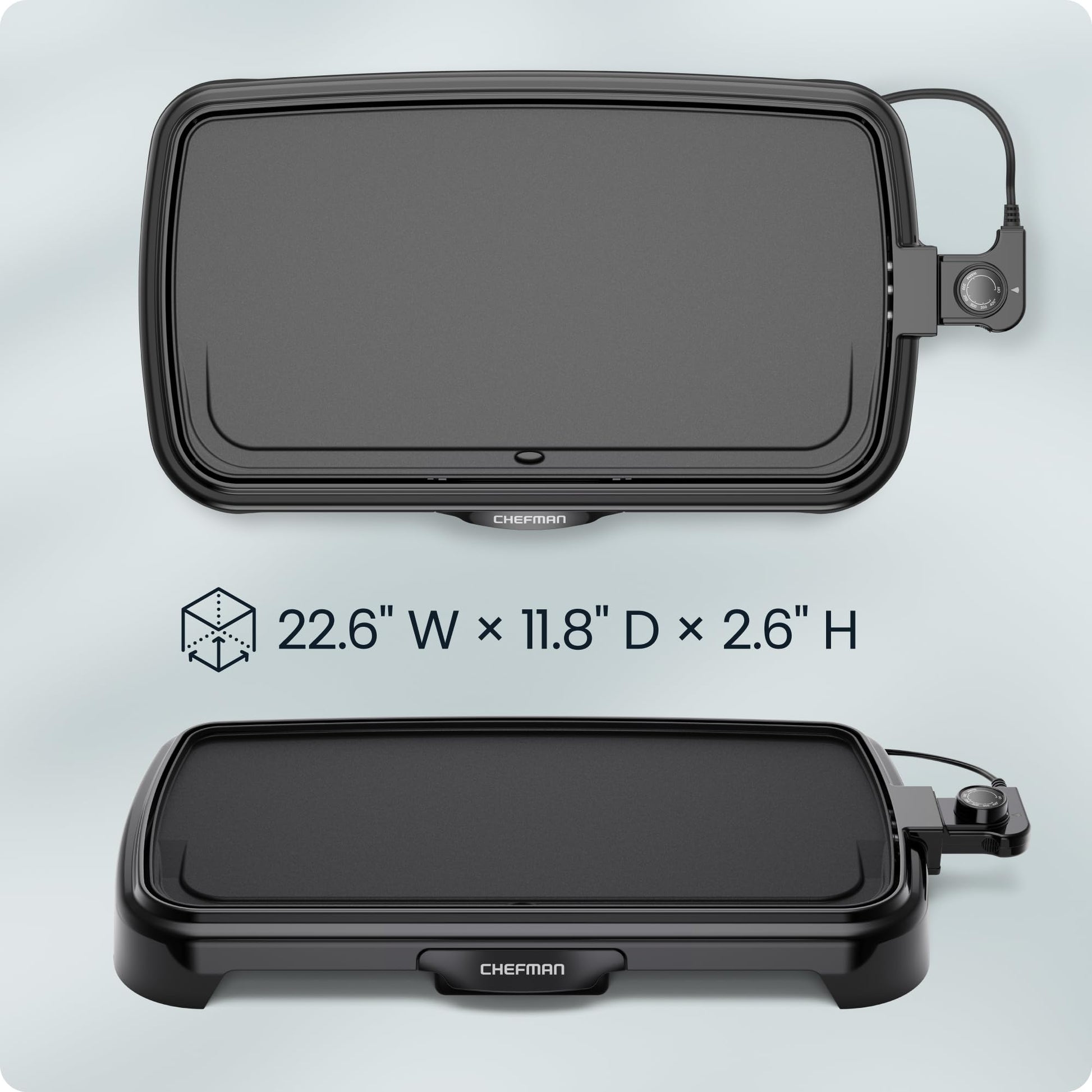 Chefman XL Electric Griddle with Removable Temperature Control, Immersible Flat Top Grill, Burger
