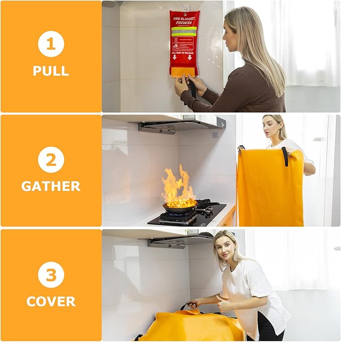 Emergency Fire Blanket, 2Pack Silicone Flame Retardant Fire Blankets Emergency for Home, Kitchen, Car, Office, Grill, 39.4X 39.4inch Fire Extinguisher Blanket