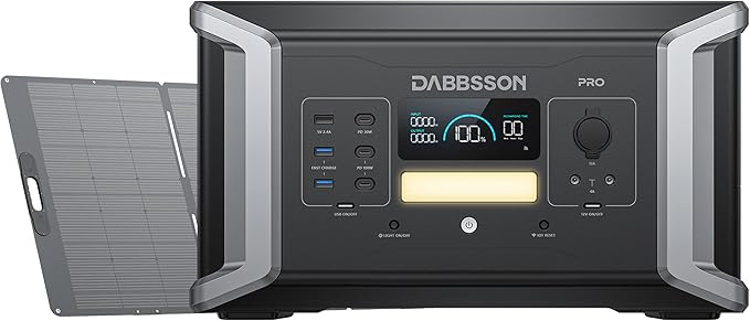 Dabbsson 2000W 1024Wh Power Station, Includes 1xDBS1000 Pro Portable Power Station and 1x420W Solar Panel,Supports 1200W Fast Solar Input for Outdoor Travel Camping and Home Backup