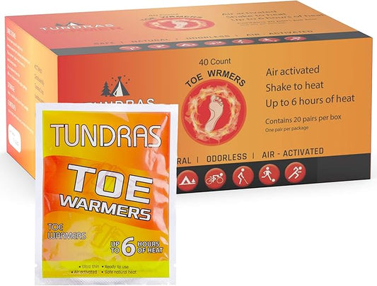 Hot Toe Foot Heat Warmers - 40 Count, Adhesive Long Lasting Air Activated Disposable Natural Heating Pads for Shoes, Boots – Odorless & Comfortable for Outdoor Work, Sports Activities