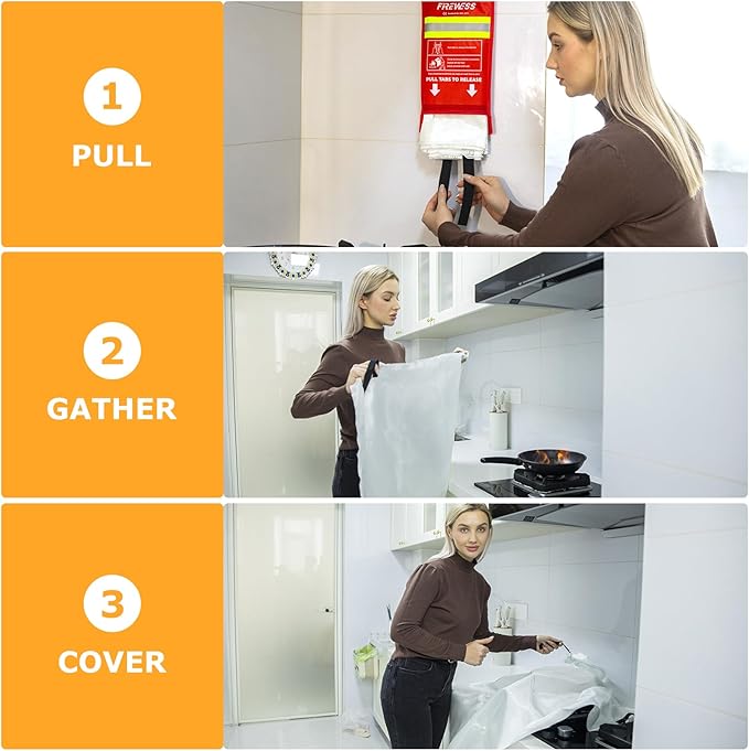 Emergency Fire Blanket, 2 Pack Fiberglass Flame Retardant Fire Blankets Emergency for Home, Kitchen, Car, Office, Grill, 39.4X 39.4inch Fire Extinguisher Blanket