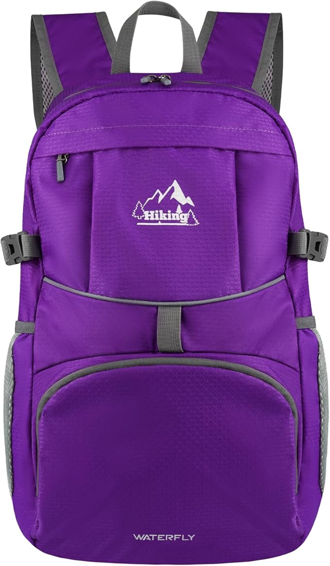WATERFLY Hiking Foldable Daypack Backpack: 25/35L Ultra Lightweight Packable Waterproof Outdoor Travel Day Pack for Women Men