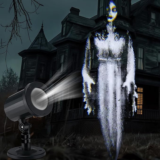 Retisee Halloween Projector Light Outdoor Indoor Waterproof Decoration Projector Light LED Bright Projection 180° Adjustable Stand for Halloween Window Ground Wall Decor(Ghost Woman)