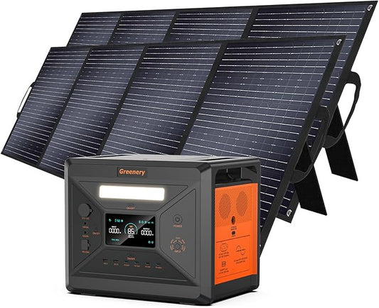 Greenery 2500W Portable Power Station, 2304Wh Large Capacity Solar Generator with 2x400W Solar Panel, BMS Emergency Power Station for Home Backup, Camping, Outdoor Battery Backup