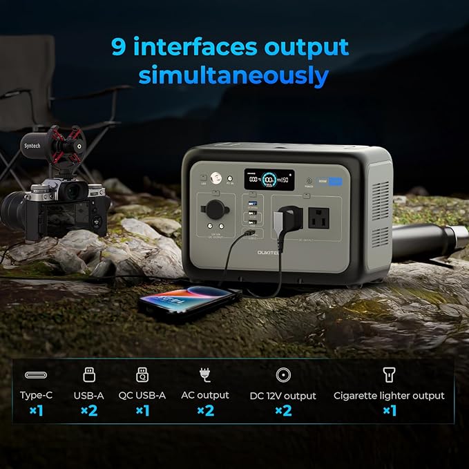 OUKITEL P800 Portable Solar Generator with 100W Solar Panel, 512Wh Solar Power Station with 2x800W AC Outlets (1600W Peak), 500W Fast Charging, Emergency Power Station for Home, Camping & RVs