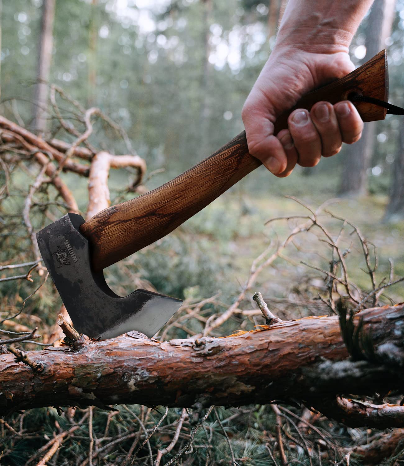 WICING 13.5 Inch Hatchet, Camping Axes and Hatchets 1065 Carbon Steel and Beech Handle, with