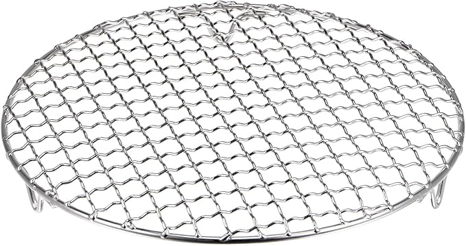 HARFINGTON Round Cooking Rack 9.5-inch 201 Stainless Steel Cross Wire Barbecue Grill Net with 20mm Legs for Cooking Baking Steaming BBQ