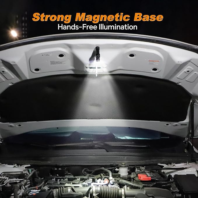 Brinyte HL16 Rechargeable Headlamp Flashlight, 0-90° Adjustable LED Work Light with Magnetic Base Hands-Free Head Torch for Repair, Inspection, Emergency, Camping