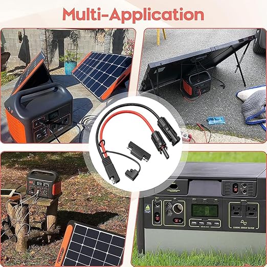 1ft 10AWG Solar Panel Connector Cable, SAE to MC-4 Male Female Adapter PV Extension Cable with SAE Polarity Reverse Adapter for RV Caravan Solar Panel Battery Charger