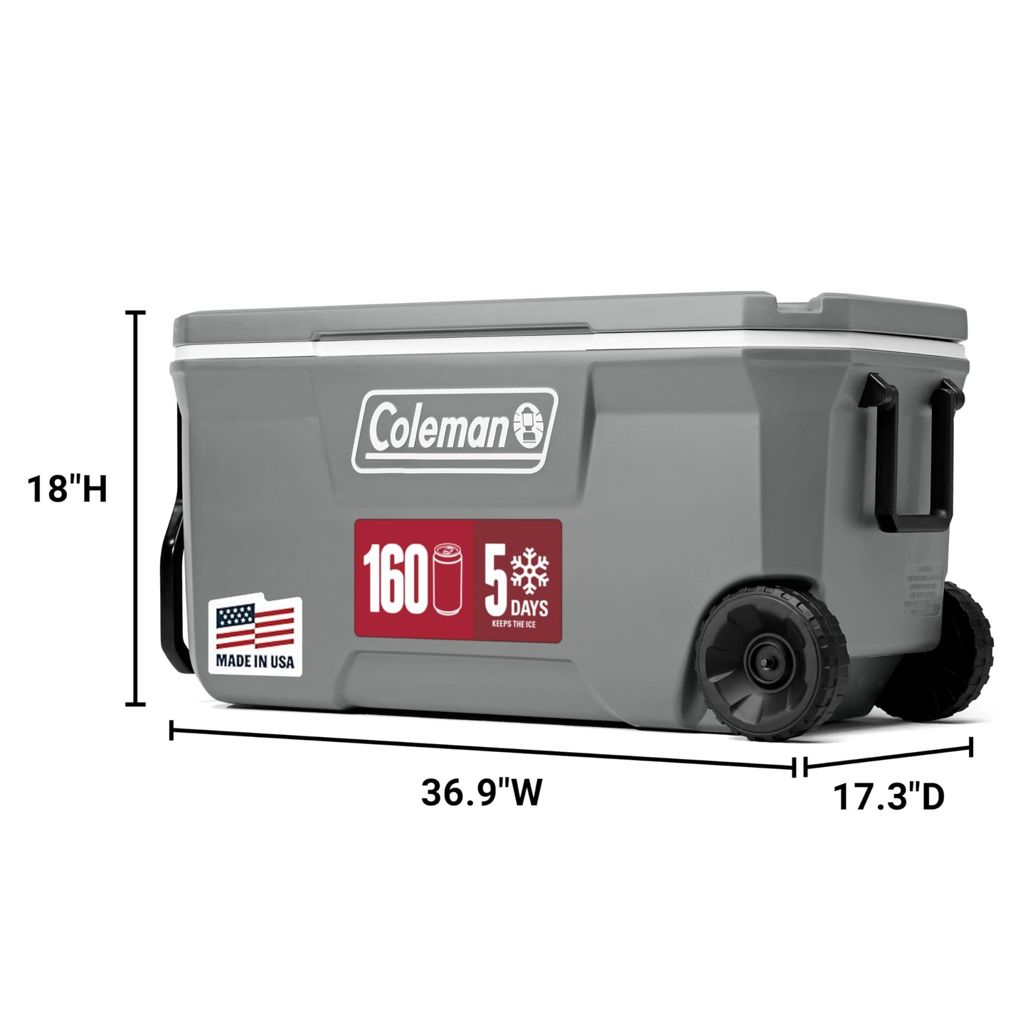 Coleman Classic Series Insulated Portable Rolling Cooler with Wheels, Leak-Resistant Outdoor Hard