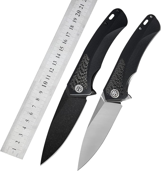 Petrified fish PF838 3.74" D2 steel folding knife outdoor tactical pocket knives G10 handle camping hunting Cutter EDC tool (White Stonewash, White Stonewash)