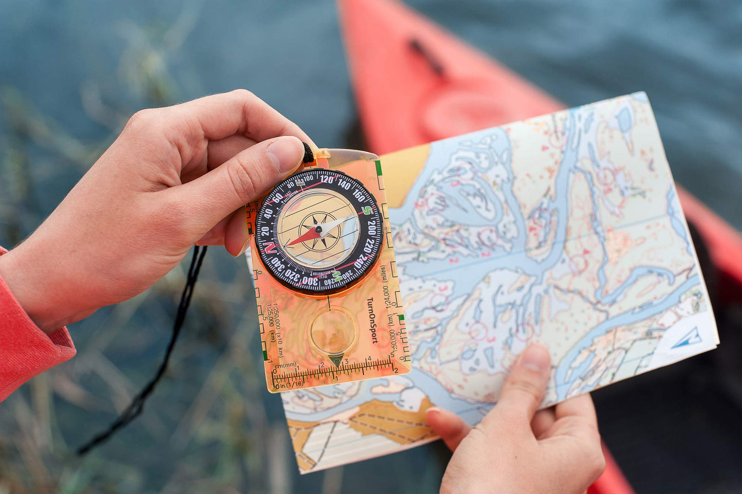 Orienteering Compass Advanced Scout for Hiking Camping Navigation Orange
