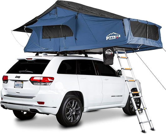 Pittman - 3+ Person Rooftop Tent - RTT Roof Top Tent for Truck Camping or Overlanding - Softshell Side Open Design with Telescopic Ladder for Easy Access - Waterproof - 1.9 Max