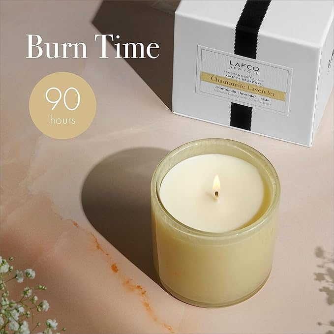LAFCO New York Signature Candle, Chamomile Lavender - 15.5 oz, 2 Pack - 90-Hour Burn Time - Reusable, Hand Blown Glass Vessel - Made in The USA
