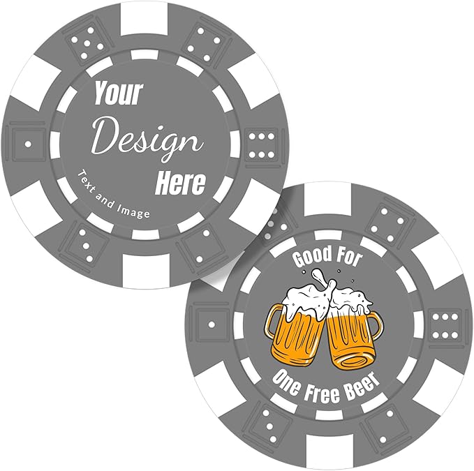 50 Custom Poker Chips,Personalized with Your Logo Image or Text,11.5g Clay Casino Chips for Events or Gifts