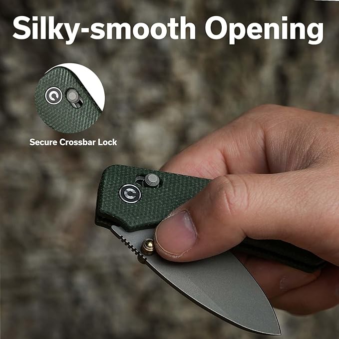 CIVIVI Small Pocket Knife for EDC, Baby Banter 2 Crossbar Lock folding Knife with 2.34" Nitro-V Blade Micarta Handle, Titanium Thumb Stud Opener C23074-3
