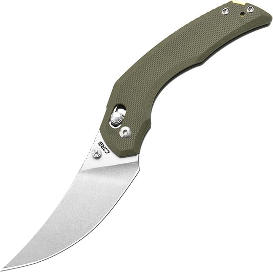 CJRB Nanner Pocket Knife with 3.23" AR-RPM9 Steel Blade, Pocket Knife with G10 Handle for Men Women, Crossbar Lock EDC Knife for Camping Hiking, Designed by Dustin Rhodes(J1955 Green)