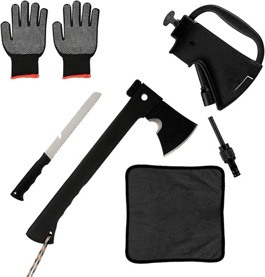 Outdoor Camping Hatchet Axe, Tactical Axe And Hammer, Small Fire Starter And Whistles, Essential Emergency Survival Tool, Multifunctional Tomahawk with Sheath, Military Grade Hiking Hunting
