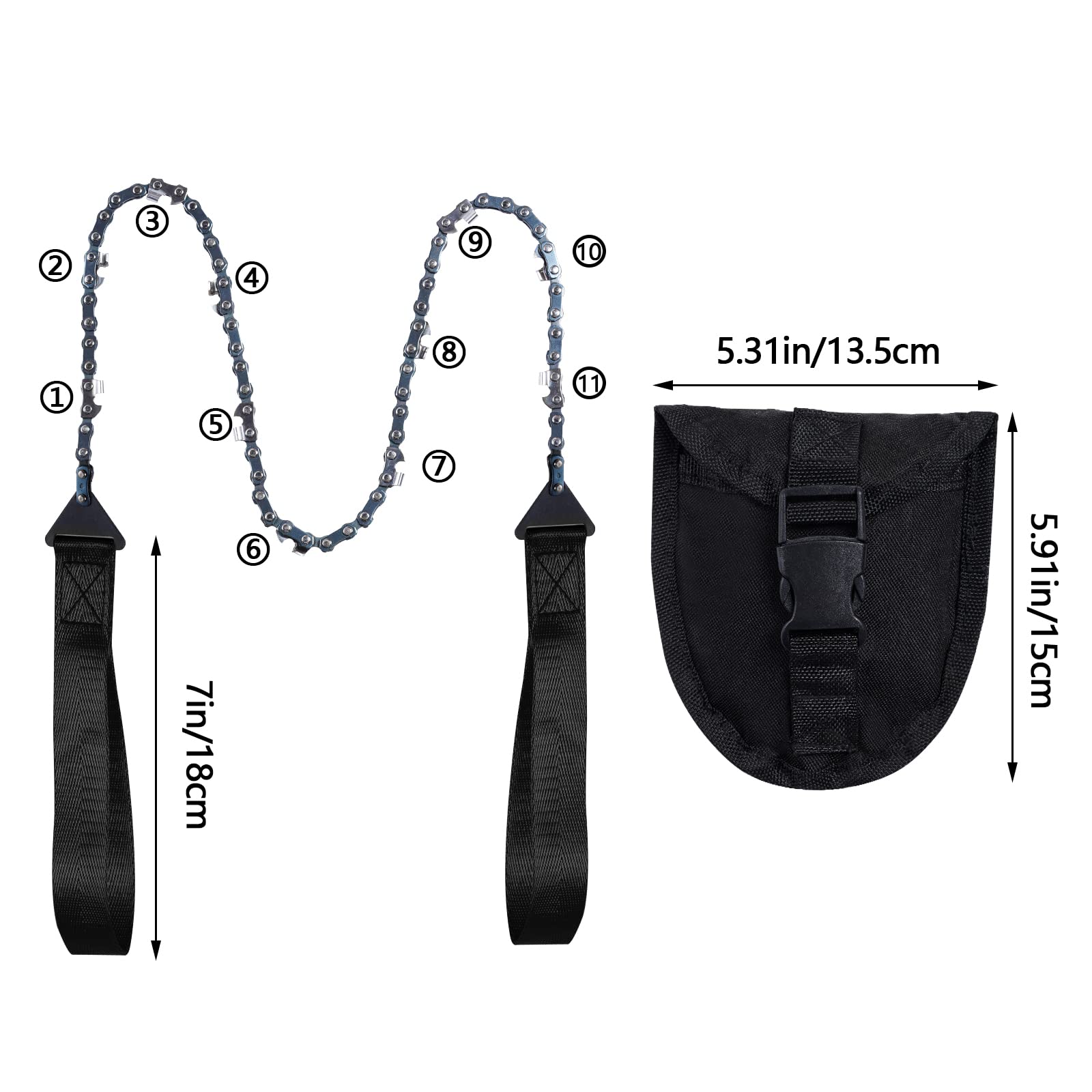 Sucrain Pocket Chainsaw with Paracord Handle, Folding Chain Hand Saw, Emergency Outdoor Survival