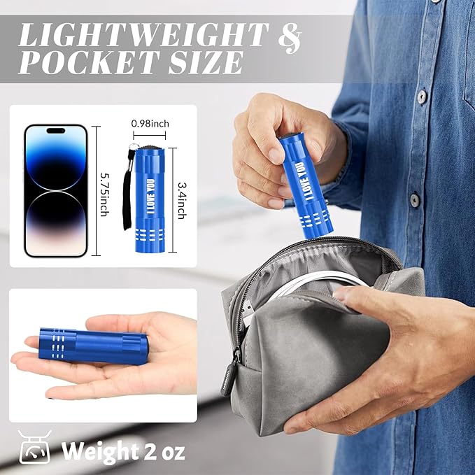 Personalized LED Flashlights with Text/Logo，Custom Aluminum Mini Flashlight Handheld Engraved for Groomsmen Party Gift Night Reading Camping