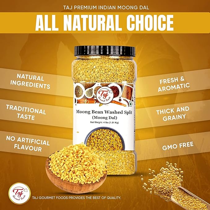 TAJ Moong Dal Mung Lentils, (4-Pounds)