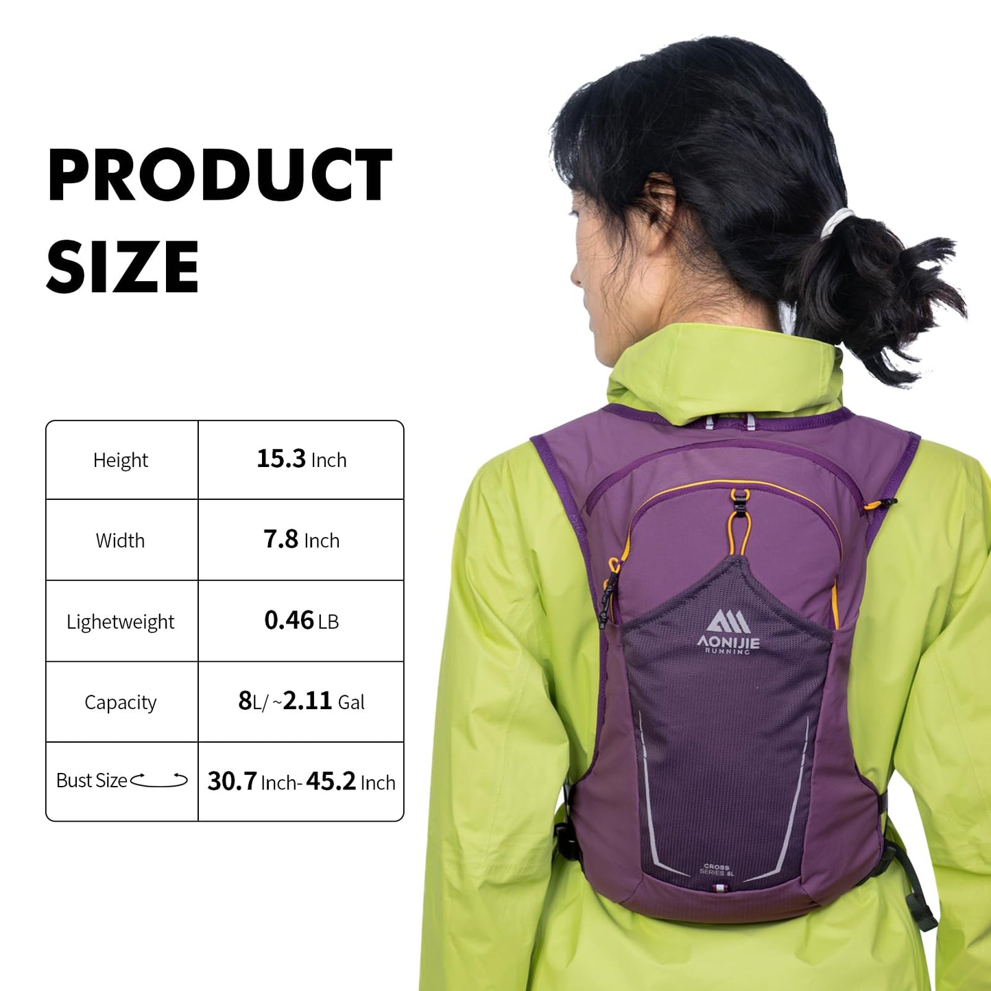 AONIJIE Running Hydration Vest for Women Men 8L Hydration Backpack Hiking
