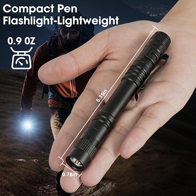 Pen Light Flashlight 2Pcs, LED Small Mini Pen Lights for Home, Emergency, Handheld Pocket Flashlights with Clip for Outdoor,Camping, IPX4 Waterproof Inspection Pen Flashlights