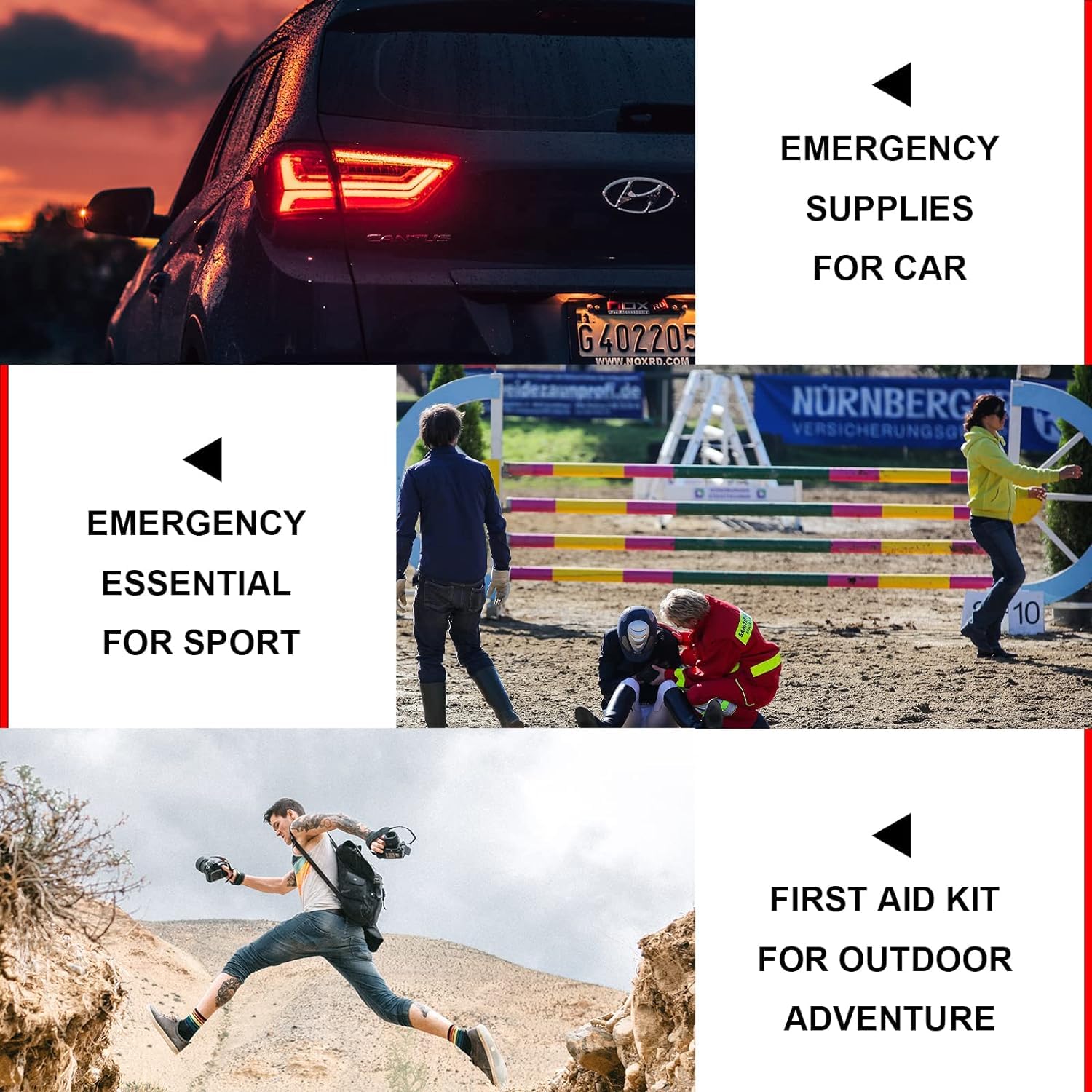 First Aid Kit 300PCS Car Home Camping Essentials Red 1st Aid