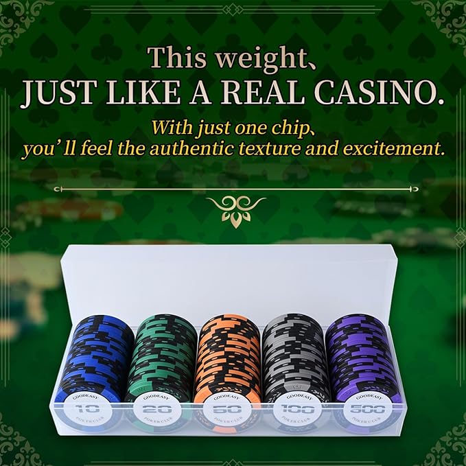 Poker Chip Set ??100 Clay Chips with Carrying Case, Beginner-Friendly, Home Casino, Gift-Ready, Casino Grade
