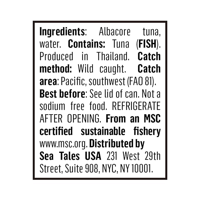Sea Tales Solid White Albacore Canned Tuna in Water - No Salt Added - 100% Pole & Line Wild Sustainably Caught - BPA Free - High Protein Food - Keto Friendly - 5 oz. Cans (Pack of 12)