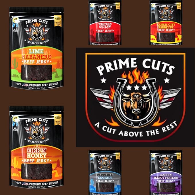 Prime Cuts Samurai Select Teriyaki Beef Jerky | USDA Prime Brisket | East-Meets-West Flavor Fusion | High-Protein, Low-Fat Snack | Savory-Sweet Teriyaki Taste
