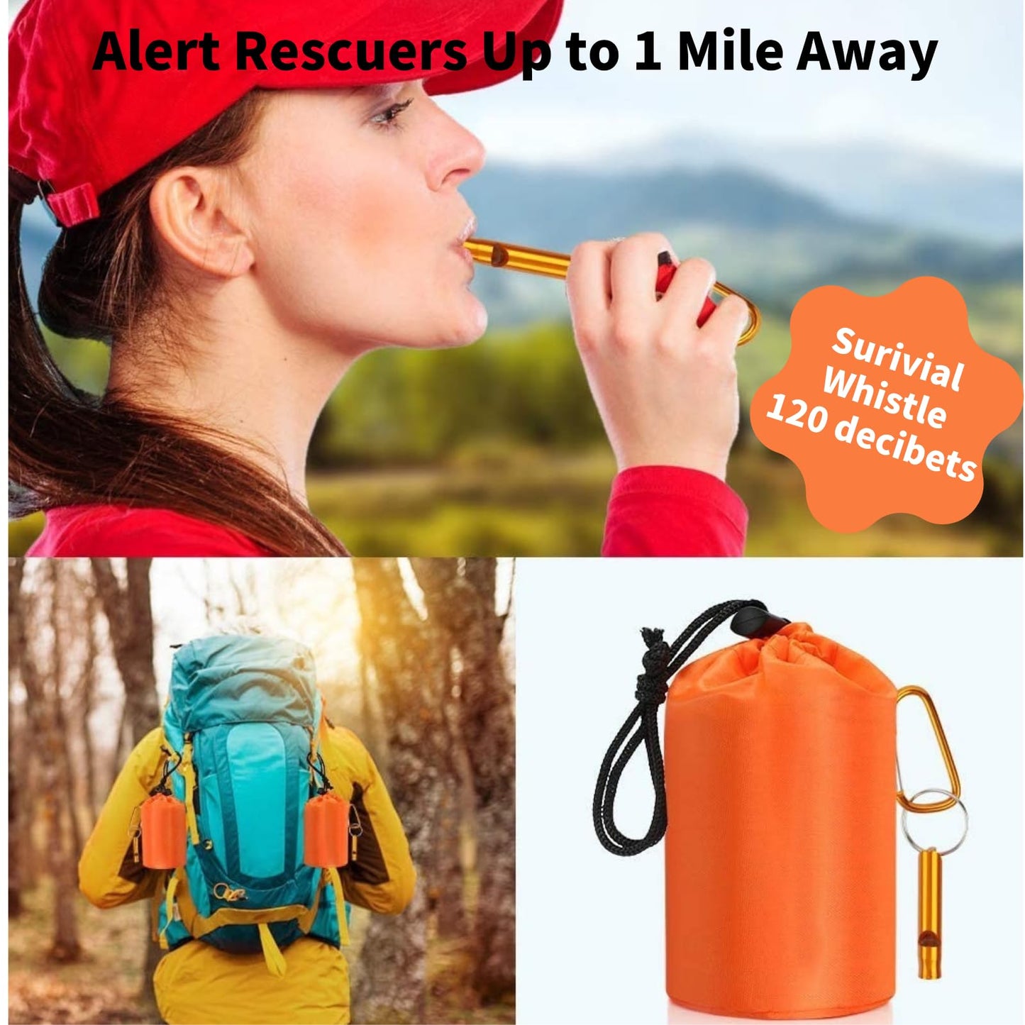 Dzronda Emergency Sleeping Bag with Whistle, Portable Emergency Survival Bag, Lightweight Pocket