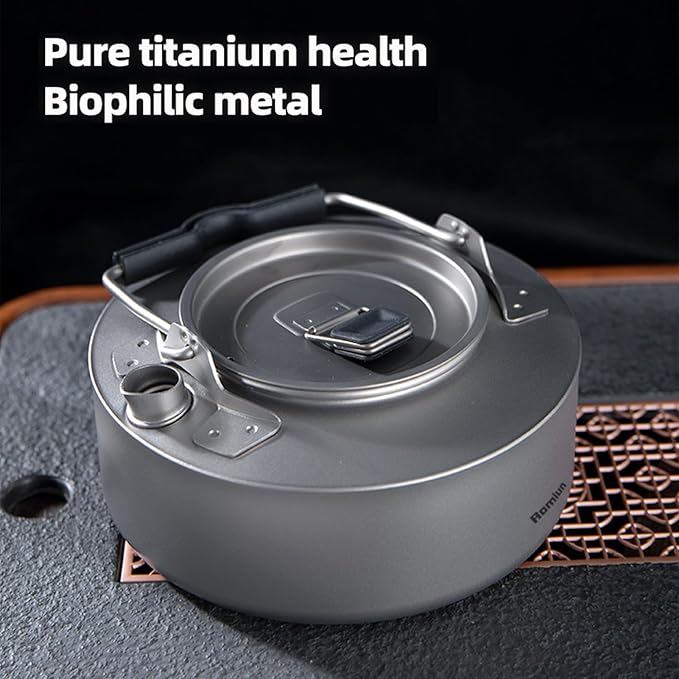 Camping Kettle Titanium Camp Tea Coffee Pot Portable Lightweight Tea Kettle Teapot Fast Heating Campfire Kettle for Stove Top, Boiling Water, Outdoor, Hiking, Camping, Picnic, Traveling