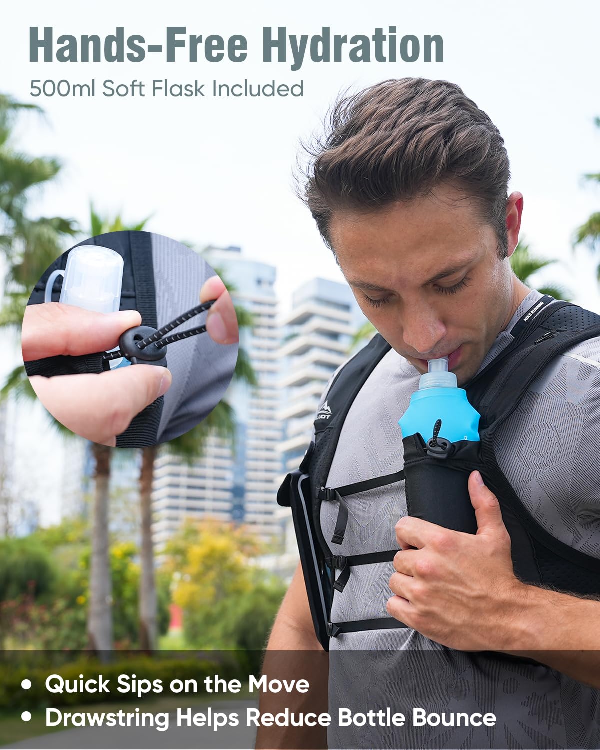 Zelvot Running Vest for Women Men, Touchscreen Phone Pocket (Black, M/L)
