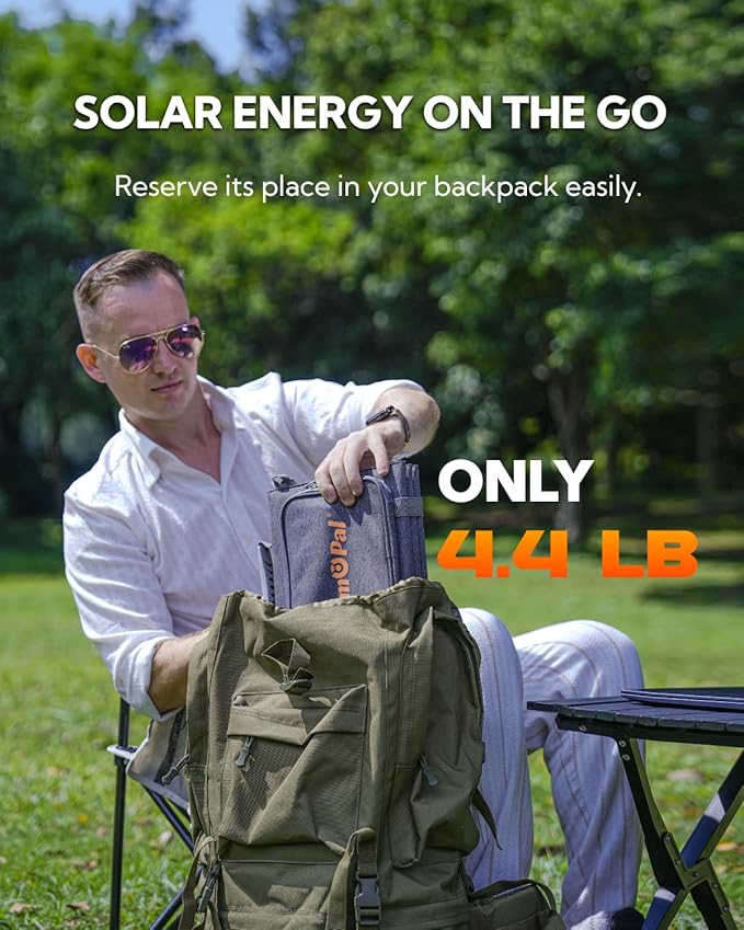 Portable Solar Panel, LUMOPAL 60W Foldable Solar Panel Folding Solar Charger with PD60W USB C QC3.0 USB A DC18-20V Output for Camping Backpacking Compatible with Phone Laptop Portable Power Station