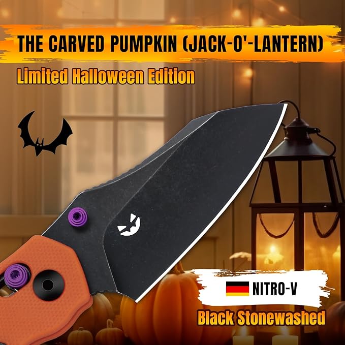 Kizer Mini Bulldog Pocket Knife, 2.5??Nitro V Sheepsfoot Blade Folding Knife, G10 Handle Clutch Lock Small EDC Knife for Men Women Gift for Halloween, Fishing Hiking Camping Hunting Knives V3672SHW1