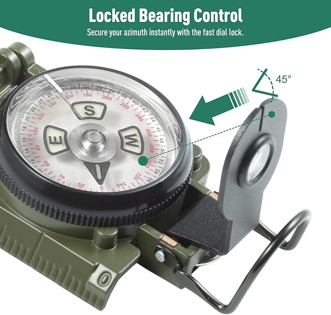 Eyeskey Multifunctional Military Sighting Navigation Compass Impact Resistant & Waterproof Compass for Hiking, Camping